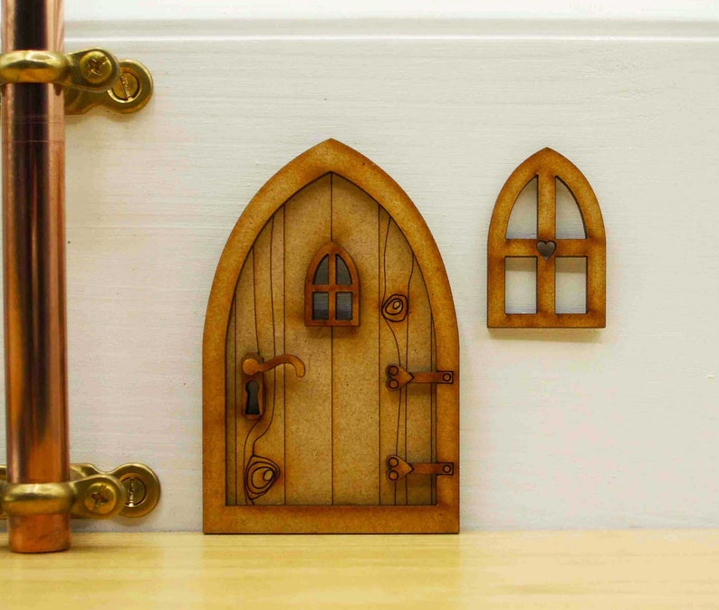 Country Cottage Wooden 3D Fairy Door Craft Kit with Fairy Windows, Keyhole and Door Handle for Fairy Gardens, Fairy Houses etc image 6