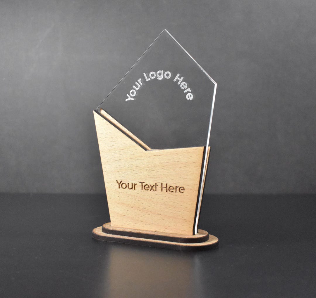 Trophy Text Examples Wooden Trophy Award Engraved With Your Logo & Text, Sustainable Eco ...