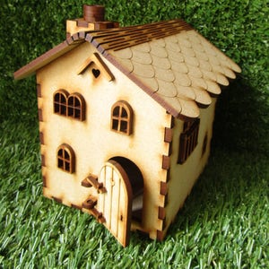Wooden Fairy House Kit with Fully Opening Fairy Door. Miniature Highly-detailed 'Chocolate Box' Self Assembly Fairy House Craft Kit image 2
