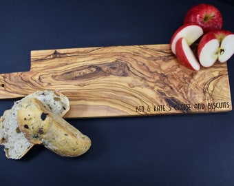 Personalised Wooden Paddle Serving Board - Personalized Charcuterie Cheese Board - Olivewood Presentation Gift Platter - Wedding & Occasions