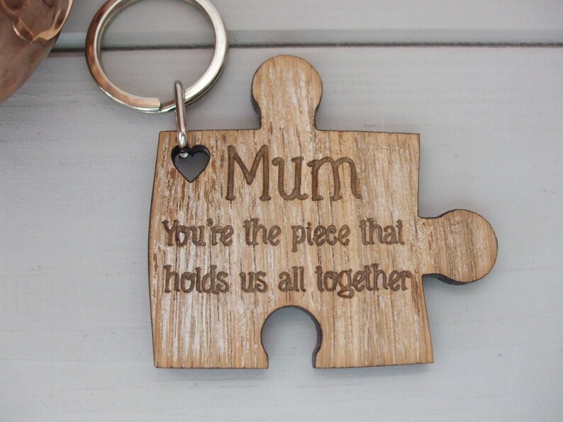 Handmade Wooden Mum Mother's Day Puzzle Piece Gift Key Etsy