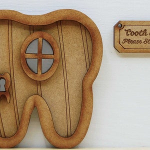 Tooth Fairy Wooden 3D Fairy Door Kit with 'Tooth Fairy Please Stop Here' Sign image 5