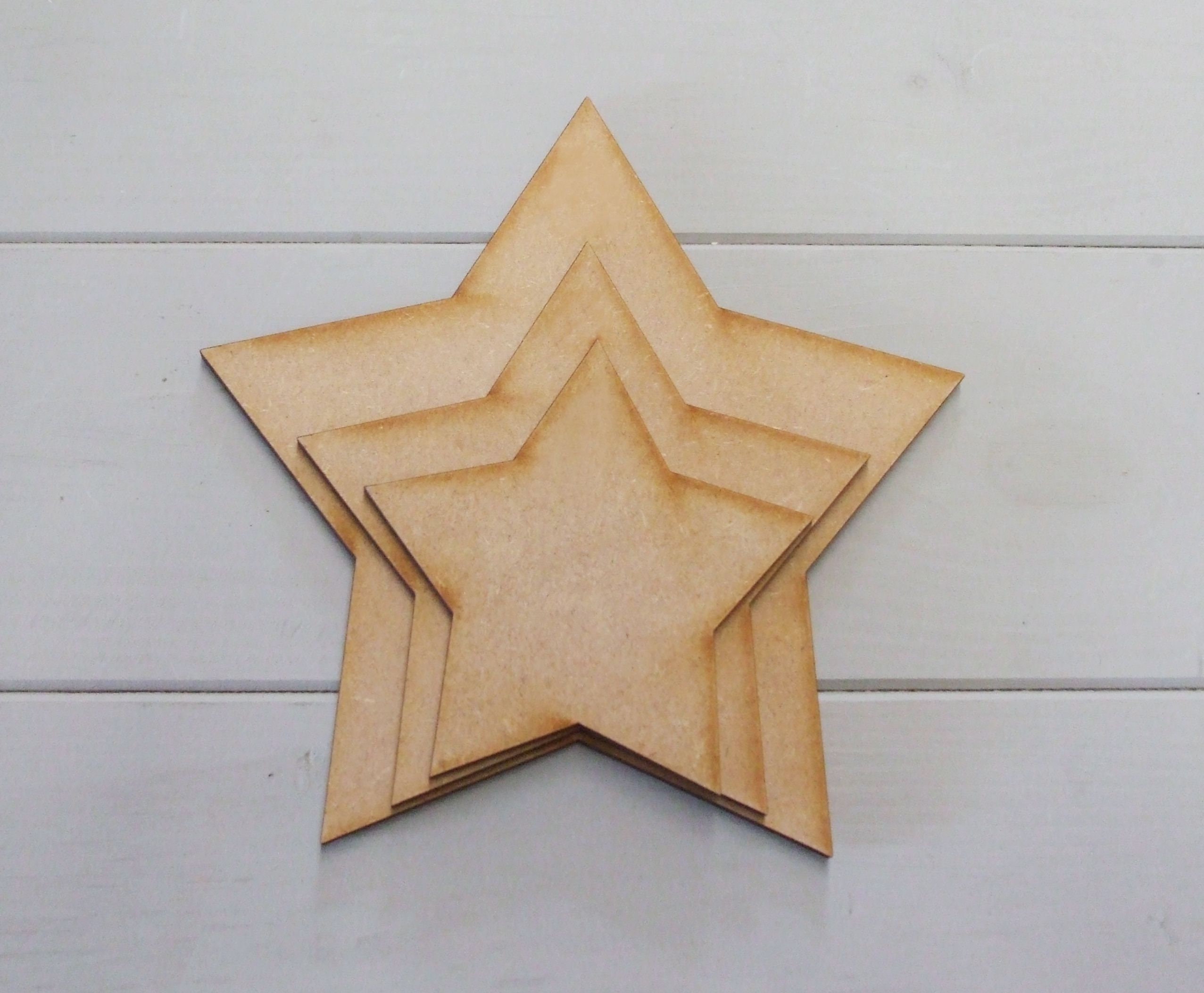 4 Thickness Options Outline Star Craft Blank Shape Decoration Wooden MDF 150mm 