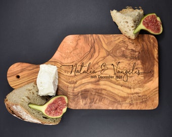 Personalised Chopping Board Olive Wood Landscape Personalized Rustic Paddle Wooden Cheese Serving Board Wedding New Home Gift Charcuterie