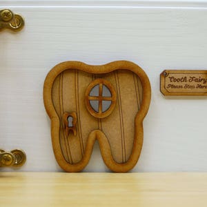 Tooth Fairy Wooden 3D Fairy Door Kit with 'Tooth Fairy Please Stop Here' Sign image 1