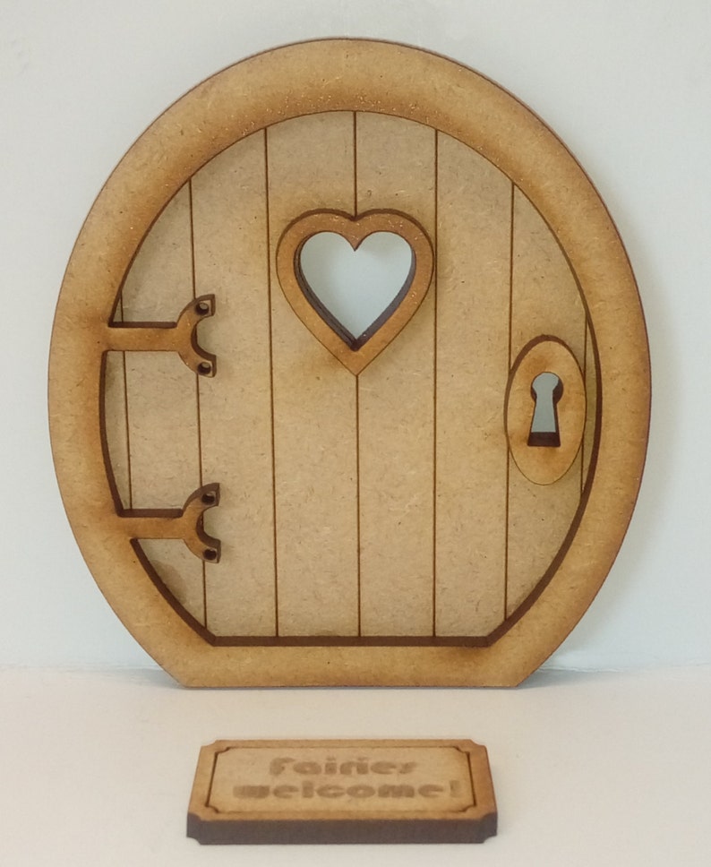 Round Fairy Door Craft Kit Three-dimensional Wooden Fairy Door Kit with Fairy Window and 'Fairies Welcome' Doormat image 2