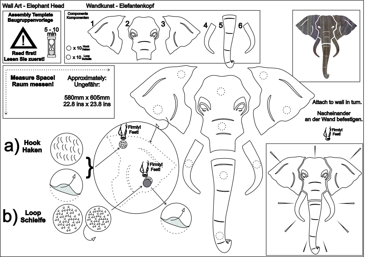 Elephant Head Wooden Wall Art Big Game Animal Head Wall Art Etsy