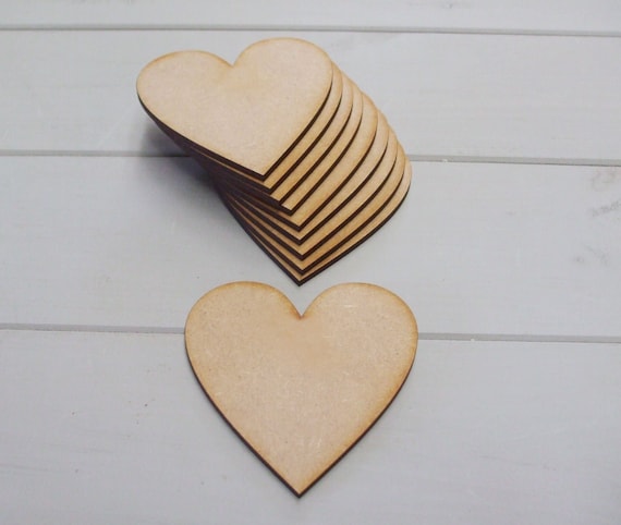 Hearts 3mm thick mdf blank craft shapes signs with two holes 5cm Wooden 50mm 