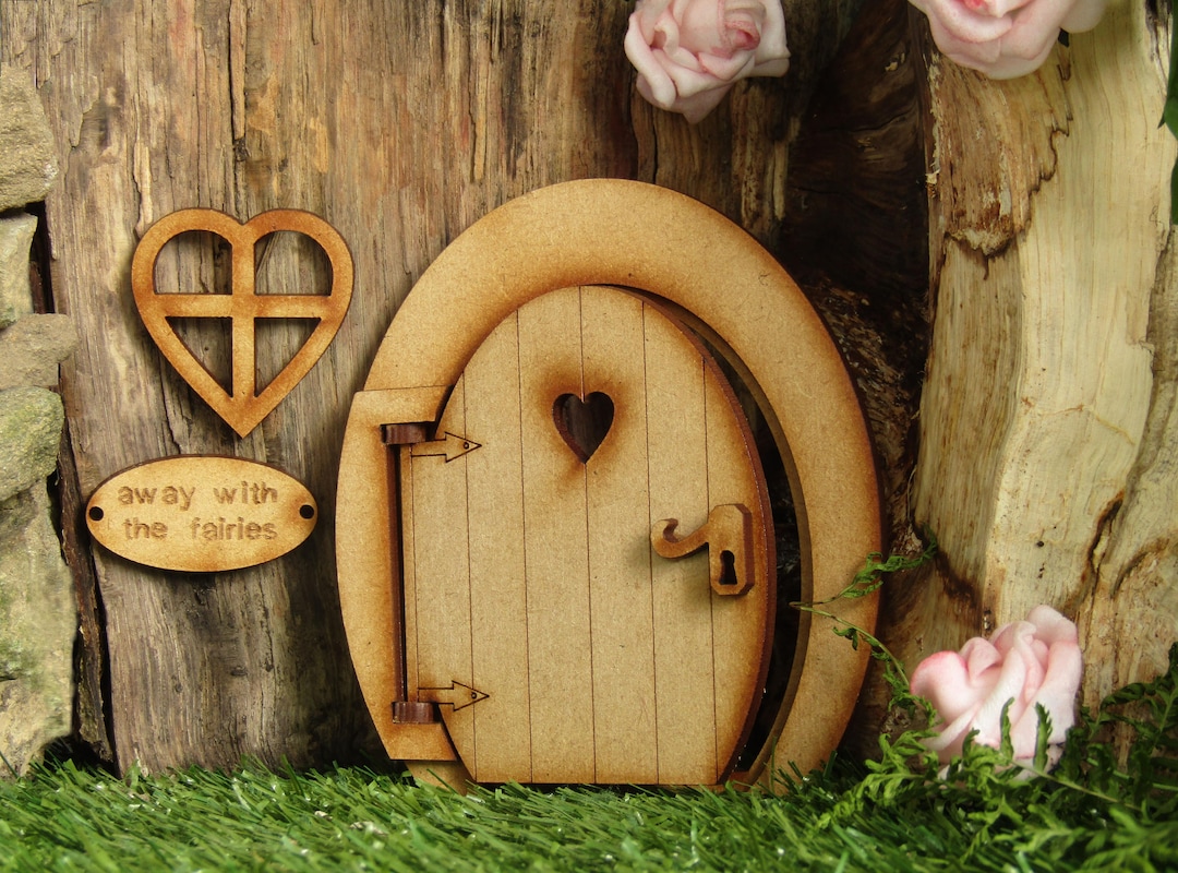 Opening Round Wooden Fairy Door Craft Kit. Three-dimensional Fully ...