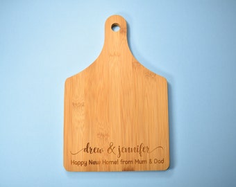 Personalised Paddle Shaped Chopping Board Bamboo Large Paddle Wooden Cutting Serving Cheese Board Portrait