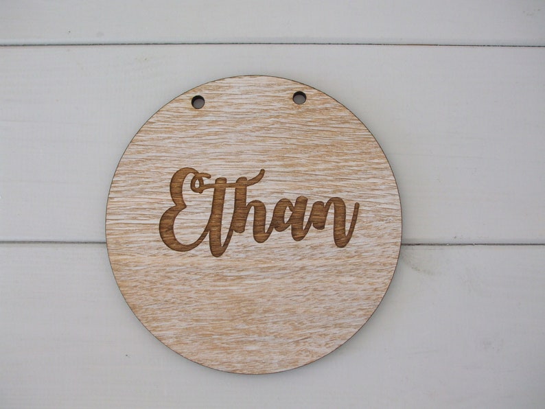 Personalised Wooden Baby Name Sign Engraved 5 Round Etsy