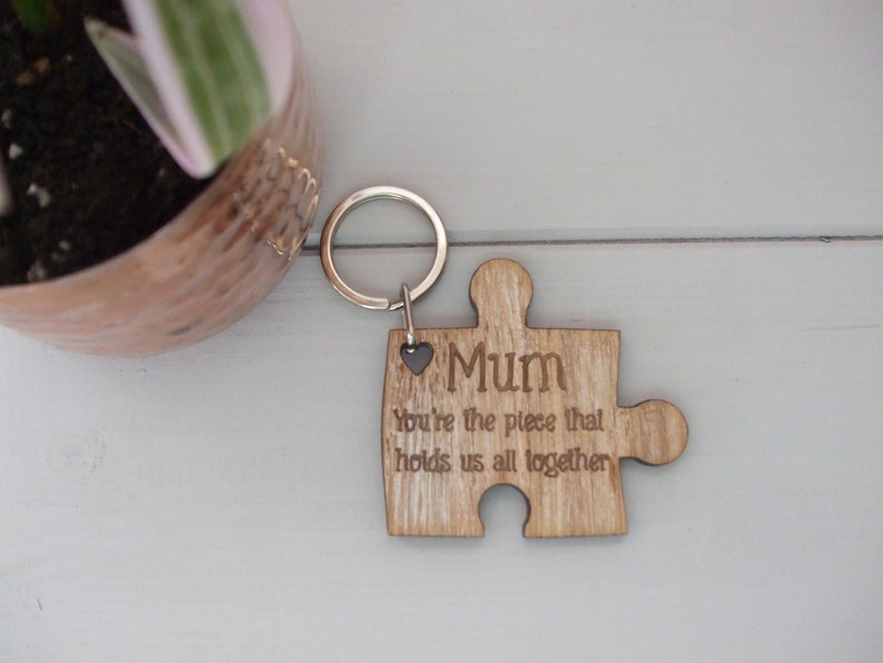 Handmade Wooden Mum Mother's Day Puzzle Piece Gift Key Etsy