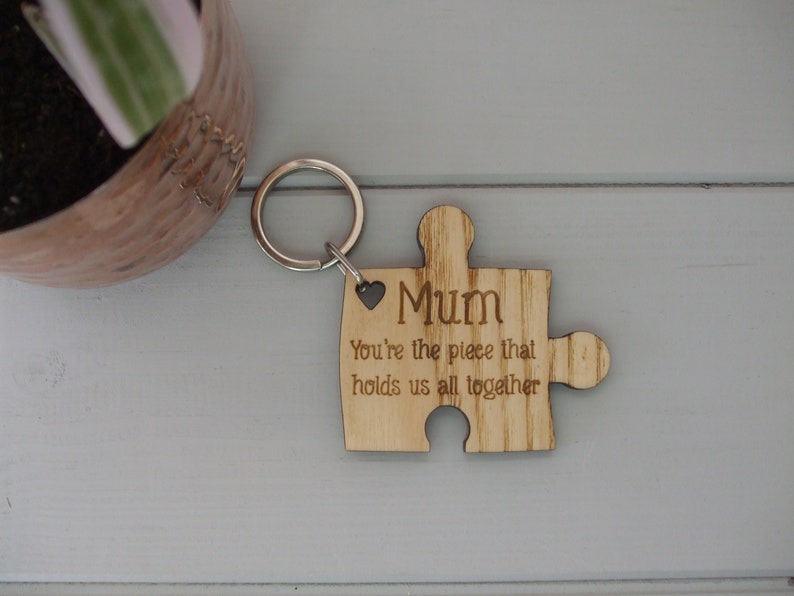 Handmade Wooden Mum Mother's Day Puzzle Piece Gift Key Etsy