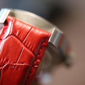 red leather alligator pattern watchband