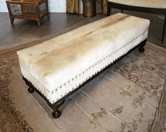 Champange Cowhide Ottoman