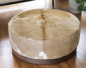 Round Cowhide Ottoman