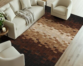 Equalizer Brown Black Tan Cowhide Rug