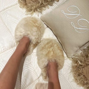 Millie Champagne Alpaca House Slippers
