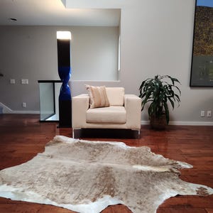 Brown and White Cowhide Rug
