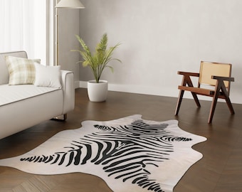Zebra Cowhide Rug
