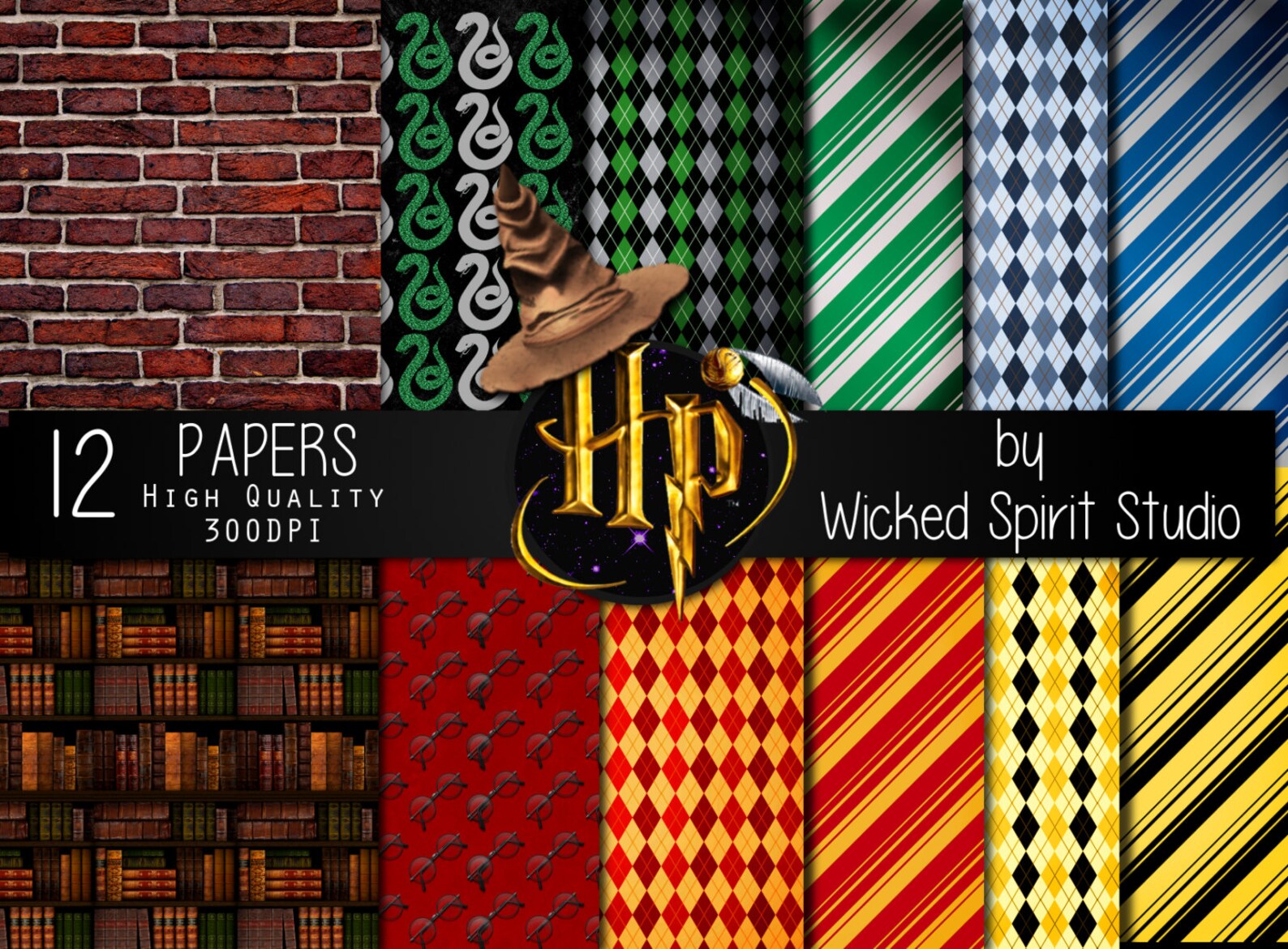 Harry Potter Inspired Scrapbook Paper Set/ INSTANT DOWNLOAD/ Etsy