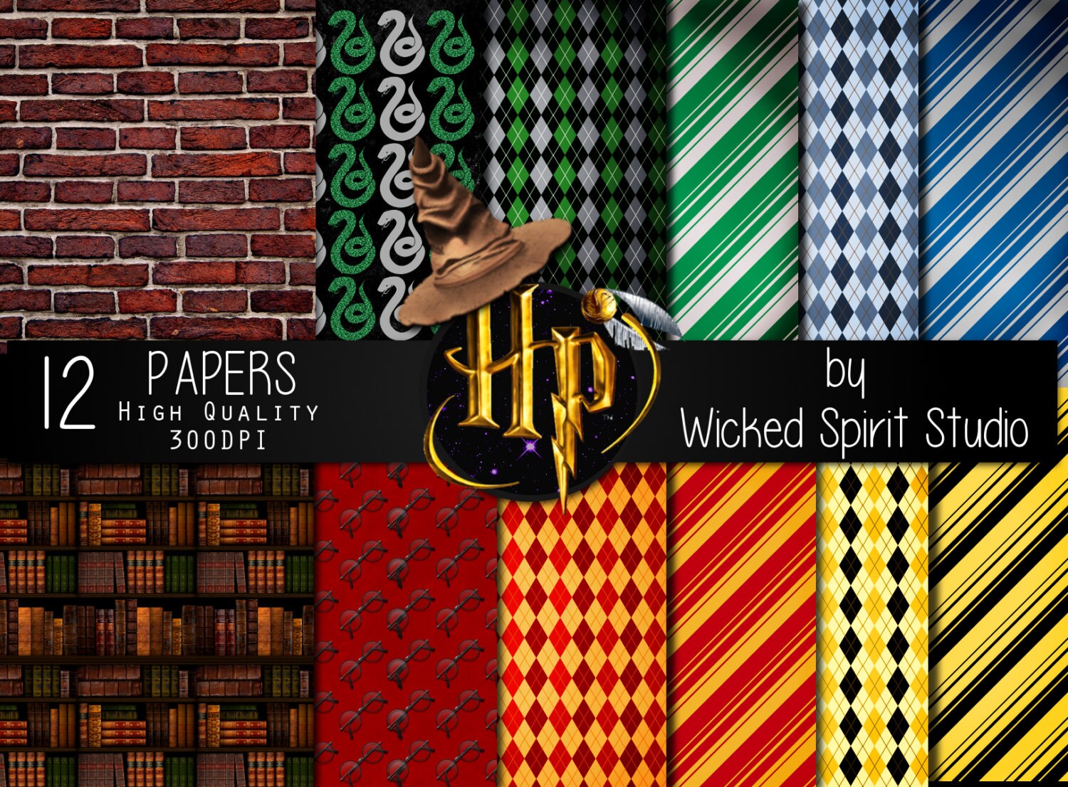 Harry Potter inspired Scrapbook Paper Set/ INSTANT DOWNLOAD/ | Etsy