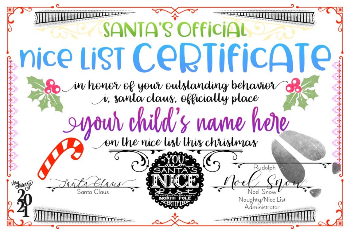 Naughty Or Nice List Certificate | Etsy