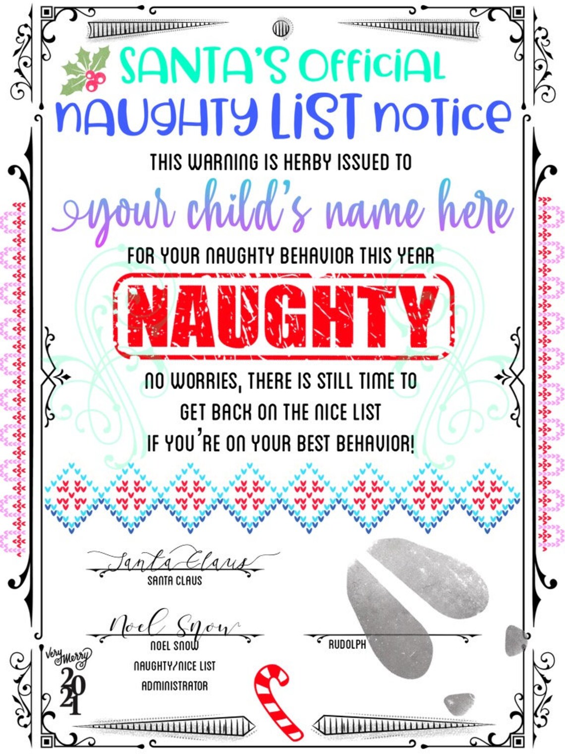 Naughty Or Nice List Certificate | Etsy