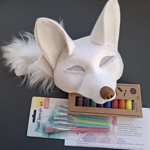 Kit fai da te Maschera Therian Volpe, crea le tue maschere di animali / Maschera Quadrobics, volpe, maschere di animali, maschera da colorare, maschera da colorare