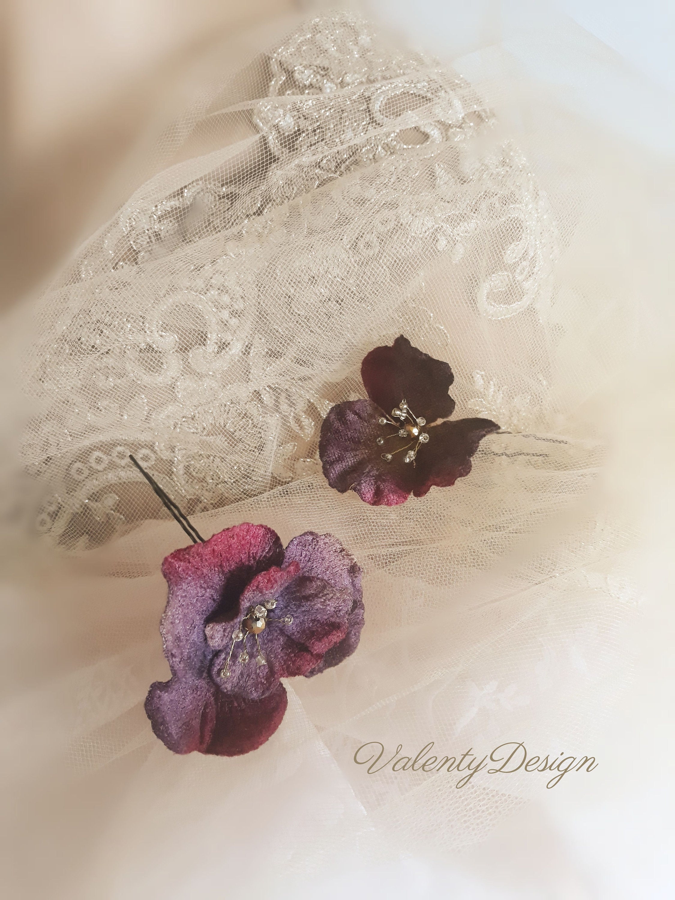Bridal Hairpin Flower Velvety Hairpin Gift for Bridesmaid Etsy