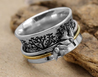 Handmade ring 925 Sterling silver ring Love ring Silver jewelry Heart Meditation band Hammered ring Unisex ring Organic ring