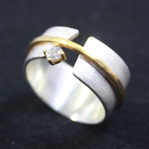 Sterling silverUnique Two tone band,Designer Matte  ring,Gift for Spouse,Unisex Sterling Ring,Surprise Jewelry gift,Ring For Anniversary
