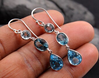 Einzigartige Larimar & Sky Blue Topas Eternity Band Für Frauen