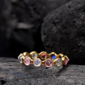 Hermoso anillo de turmalina, anillo de eternidad, anillo para mujer, plata esterlina 925, joyería con piedras preciosas, anillo de compromiso, anillo de promesa, anillo de boda.