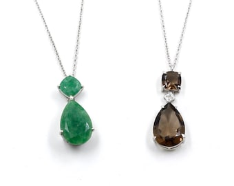Emerald Gemstone Silver Necklace: Solid 925 Sterling Jewelry