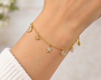 Gold plated 925 sterling silver Charm Bracelet Comfortable Affordable