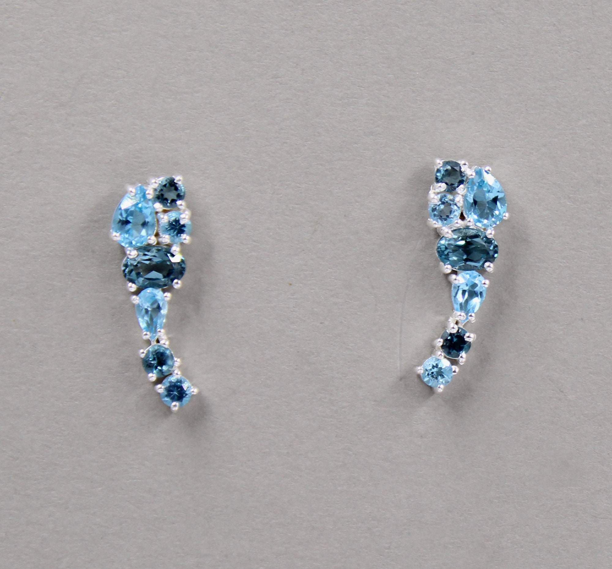 Silver Crawler Earrings,london & Swiss Blue Topaz Earring