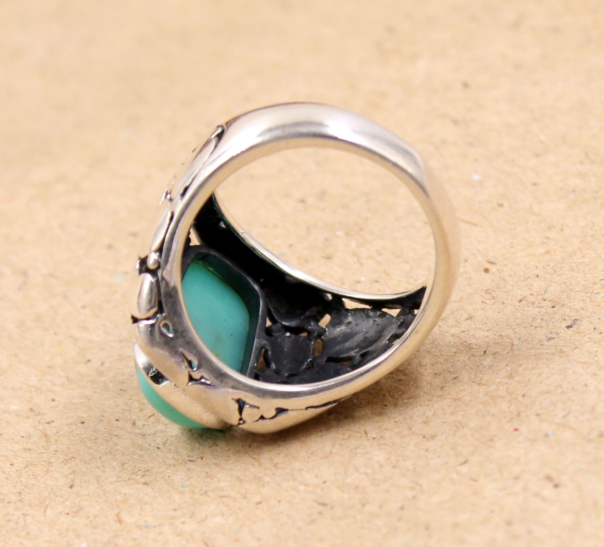 Handmade American Turquoise Ring: Wide Band Sterling Silver - Etsy