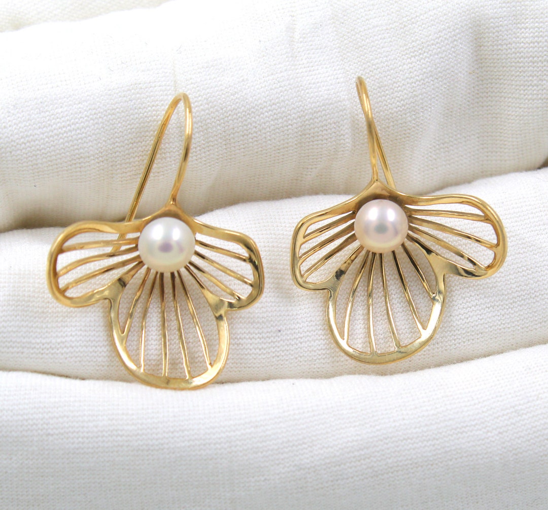 Nature Inspired Flower Earrings,fresh Water Pearl Earrings,gold Plated 925  Silver,handmade Jewelry,anniversary Gift,baby Shower Gift,for Me - Etsy