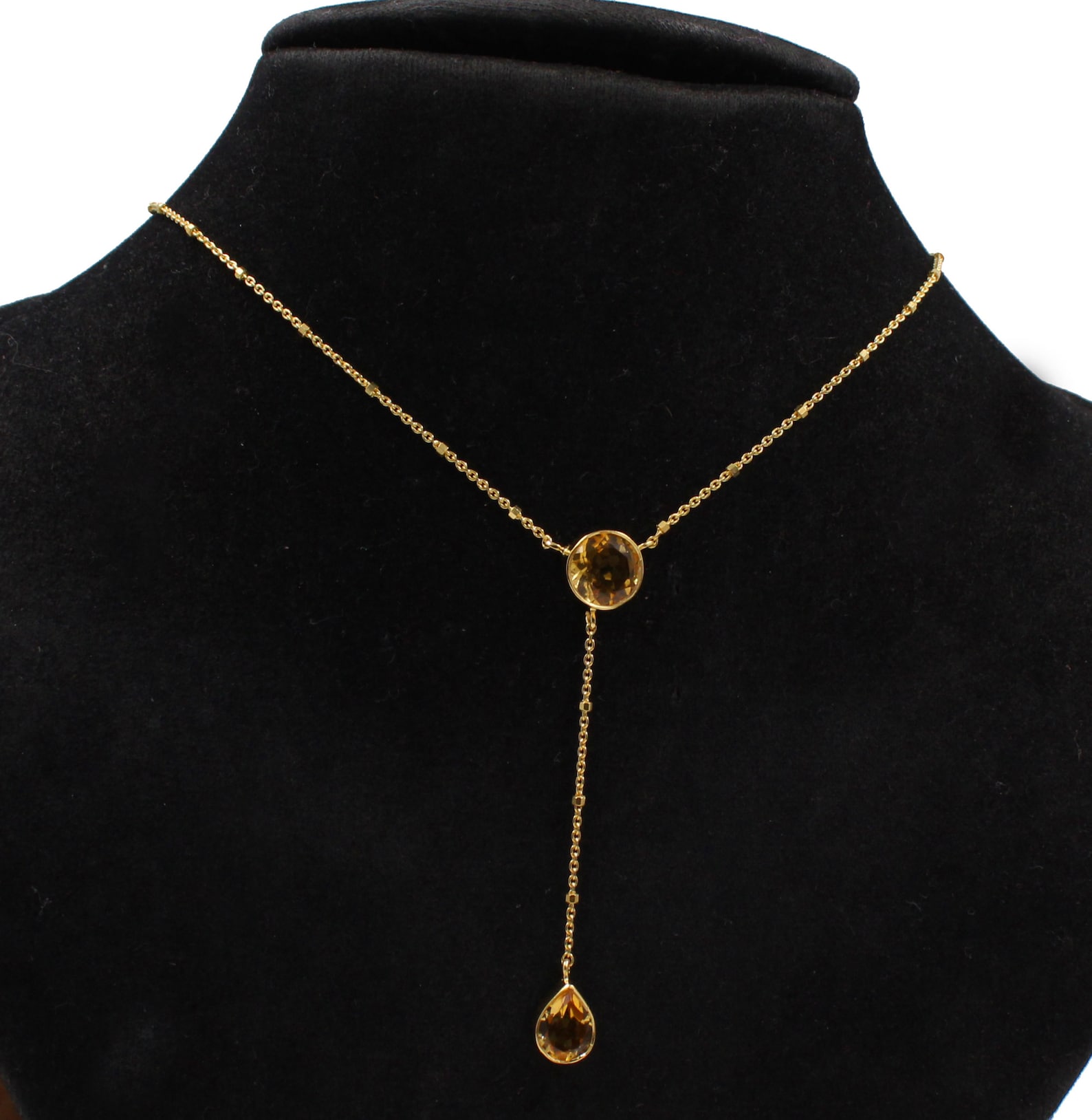 Sparkling Genuine Citrine Lariat NecklaceYellow Gemstone Etsy