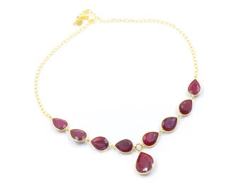 Buy Gold Plated Sterling Silver Ruby Necklace: Handmade Wedding