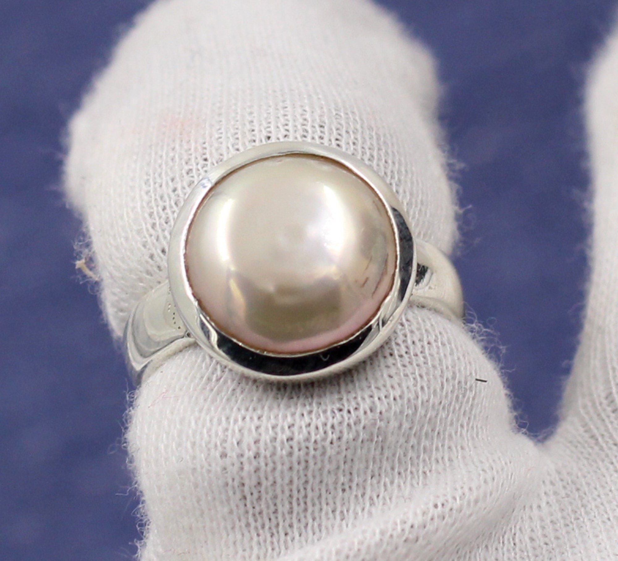 Cool Natural Coin Pearl Ring,solid 925 Sterling Silver
