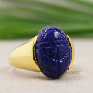 Lapis Lazuli Scarab Ring,Men&#39;s Ring,Solid 925 Silver Jewelry,Handmade Jewelry,Men&#39;s Ring,Father&#39;s Day Gift Ring,,Valentine Gift Ring