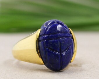 Lapis lazuli deals scarab ring