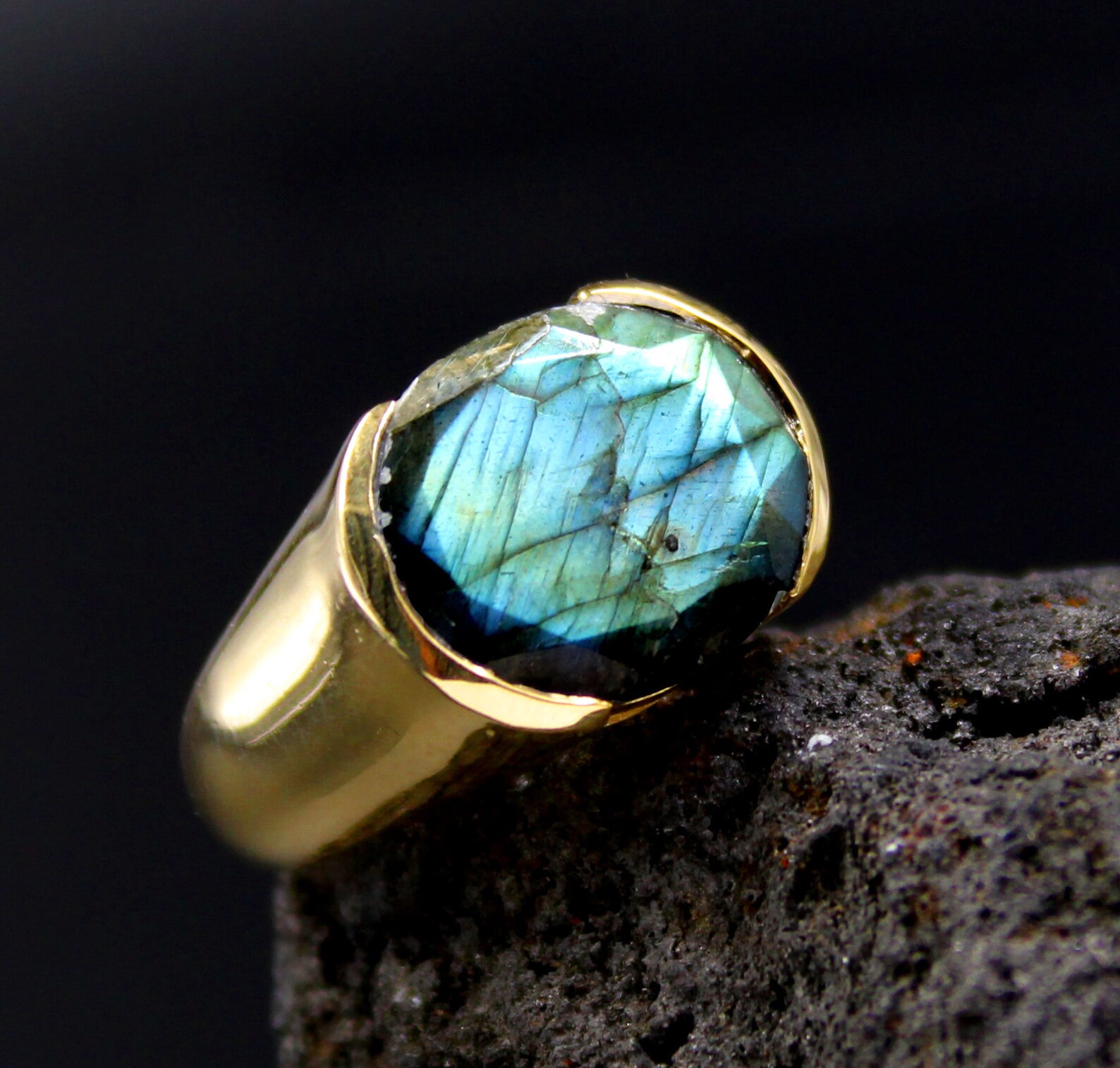 Labradorite Gemstone Mens Ring Oval Ring 925 Silver Ring Etsy
