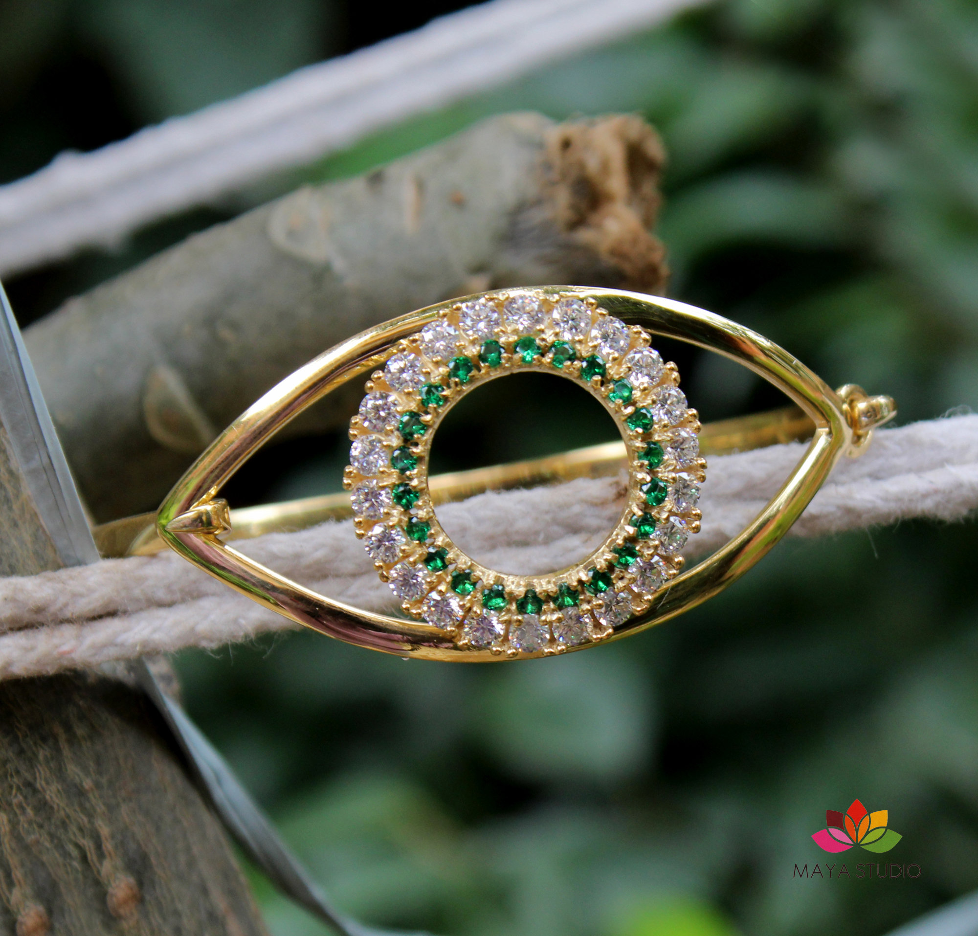 Bracciale anti-malocchio in argento sterling 925 rodiato nero e placcato oro con pietre di zirconia cubica di diversi colori di qualità AAAAA - Italia