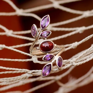 Gemstone Ring,Leaf Ring,Green Peridot,Blue Topaz ring,925 Silver Jewelry,handmade Jewelry,Anniversary Gift,Wedding Jewelry,Cocktail Ring,