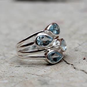 Cocktail Ringblue Topaz Statement Ring925 Solid Sterling - Etsy