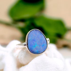 Sterling silverNatural Australian Opal doublet Ring,men/ women Ring,solid 925  Handmade jewelry,Birthday Gift,lovely gift for Mom  MR1155
