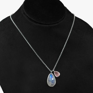 Genuine Moonstone Gemstone Necklace,Solid 925 Sterling Silver Jewelry,Handmade Women's Gift Necklace, PartyWear Gift Necklace ETN0033